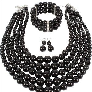 5pcs multi- Layer black Pearl Set